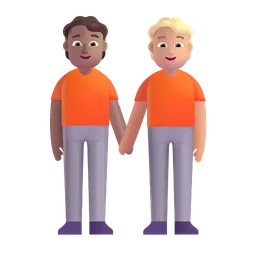 People Holding Hands: Medium Skin Tone, Medium-Light Skin Tone Microsoft 3D Fluent