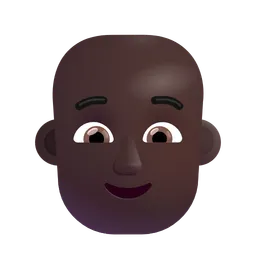 Person: Dark Skin Tone, Bald Microsoft 3D Fluent