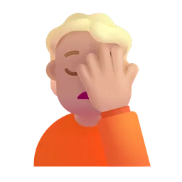 Person Facepalming: Medium-Light Skin Tone Microsoft 3D Fluent