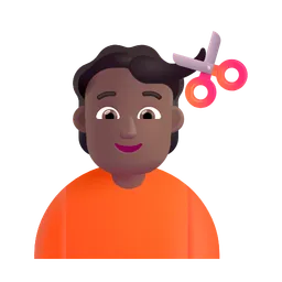 Person Getting Haircut: Medium-Dark Skin Tone Microsoft 3D Fluent