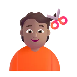 Person Getting Haircut: Medium Skin Tone Microsoft 3D Fluent