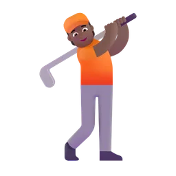Person Golfing: Medium-Dark Skin Tone Microsoft 3D Fluent