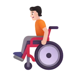 Person in Manual Wheelchair: Light Skin Tone Microsoft 3D Fluent