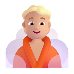 Person in Steamy Room: Medium-Light Skin Tone Microsoft 3D Fluent