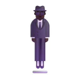 Person in Suit Levitating: Dark Skin Tone Microsoft 3D Fluent