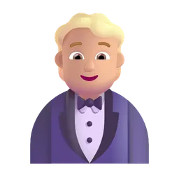 Person in Tuxedo: Medium-Light Skin Tone Microsoft 3D Fluent