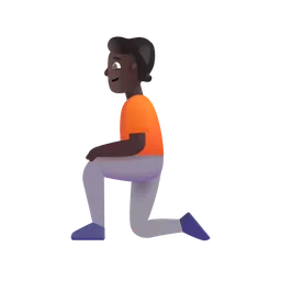무릎 꿇은 사람: 어두운 피부 톤 Microsoft 3D Fluent
