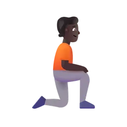 Person Kneeling Facing Right: Dark Skin Tone Microsoft 3D Fluent