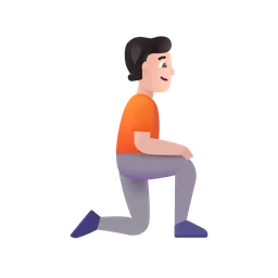 Person Kneeling Facing Right: Light Skin Tone Microsoft 3D Fluent