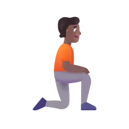 Person Kneeling Facing Right: Medium-Dark Skin Tone Microsoft 3D Fluent