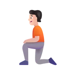 Person Kneeling: Light Skin Tone Microsoft 3D Fluent