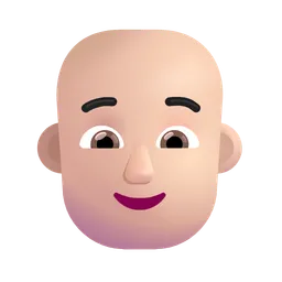 사람: 밝은 피부 톤, 대머리 Microsoft 3D Fluent