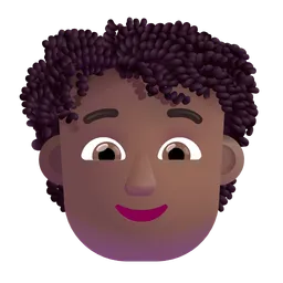 Person: Medium-Dark Skin Tone, Curly Hair Microsoft 3D Fluent