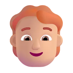 Person: Medium-Light Skin Tone, Red Hair Microsoft 3D Fluent