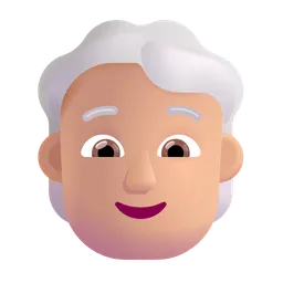 사람: 중간 정도의 밝은 피부 톤, 흰 머리카락 Microsoft 3D Fluent