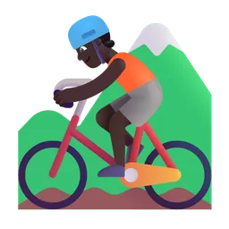 Person Mountain Biking: Dark Skin Tone Microsoft 3D Fluent