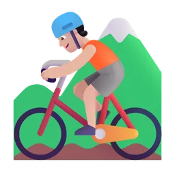Person Mountain Biking: Light Skin Tone Microsoft 3D Fluent