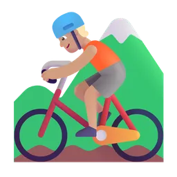 Person Mountain Biking: Medium-Light Skin Tone Microsoft 3D Fluent