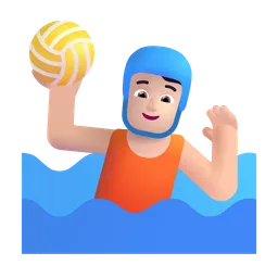 Person Playing Water Polo: Light Skin Tone Microsoft 3D Fluent