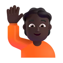 Person Raising Hand: Dark Skin Tone Microsoft 3D Fluent