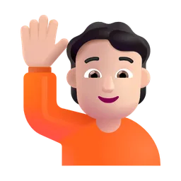 Person Raising Hand: Light Skin Tone Microsoft 3D Fluent