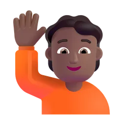 Person Raising Hand: Medium-Dark Skin Tone Microsoft 3D Fluent