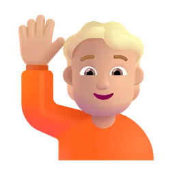 Person Raising Hand: Medium-Light Skin Tone Microsoft 3D Fluent