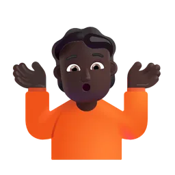 어깨를 으쓱하는 사람: 어두운 피부 톤 Microsoft 3D Fluent