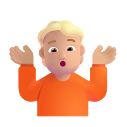 어깨를 으쓱하는 사람: 중간 정도의 밝은 피부 톤 Microsoft 3D Fluent