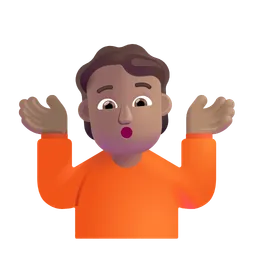 어깨를 으쓱하는 사람: 중간 피부 톤 Microsoft 3D Fluent