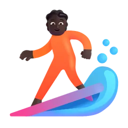 Person Surfing: Dark Skin Tone Microsoft 3D Fluent