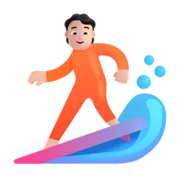 Person Surfing: Light Skin Tone Microsoft 3D Fluent