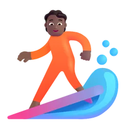 Person Surfing: Medium-Dark Skin Tone Microsoft 3D Fluent