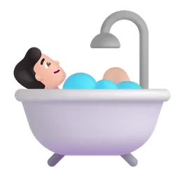 Person Taking Bath: Light Skin Tone Microsoft 3D Fluent