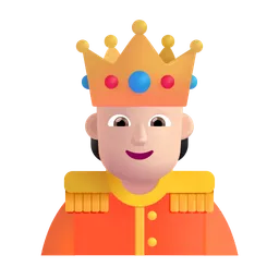 Person with Crown: Light Skin Tone Microsoft 3D Fluent