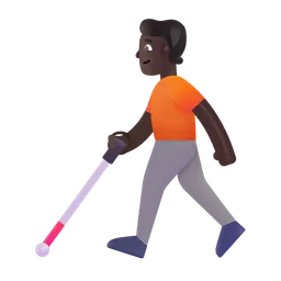Person with White Cane: Dark Skin Tone Microsoft 3D Fluent