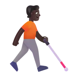 Person with White Cane Facing Right: Dark Skin Tone Microsoft 3D Fluent
