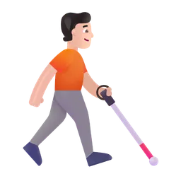 Person with White Cane Facing Right: Light Skin Tone Microsoft 3D Fluent