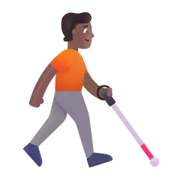 Person with White Cane Facing Right: Medium-Dark Skin Tone Microsoft 3D Fluent