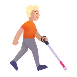 Person with White Cane Facing Right: Medium-Light Skin Tone Microsoft 3D Fluent
