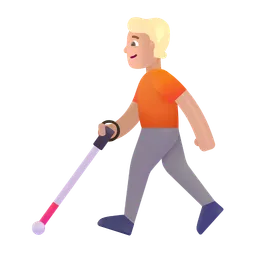 Person with White Cane: Medium-Light Skin Tone Microsoft 3D Fluent