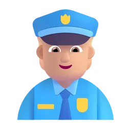 경찰관: 중간 밝은 피부 톤 Microsoft 3D Fluent