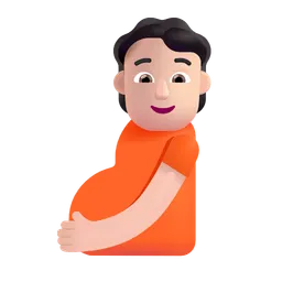 Pregnant Person: Light Skin Tone Microsoft 3D Fluent