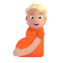 Pregnant Person: Medium-Light Skin Tone Microsoft 3D Fluent