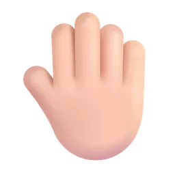 Raised Back of Hand: Light Skin Tone Microsoft 3D Fluent