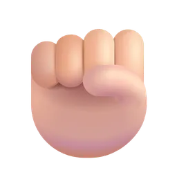 주먹을 들어 올린 상태: 밝은 피부 톤 Microsoft 3D Fluent