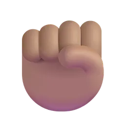 주먹을 든 상태: 중간 피부 톤 Microsoft 3D Fluent