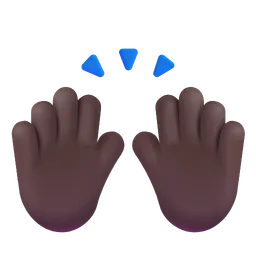Raising Hands: Dark Skin Tone Microsoft 3D Fluent