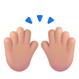손 들어 올리기: 중간 정도의 밝은 피부 톤 Microsoft 3D Fluent