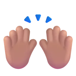 Raising Hands: Medium Skin Tone Microsoft 3D Fluent